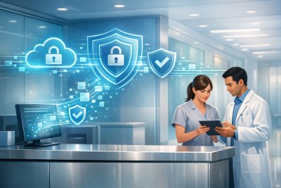 Article image: Health Data Breaches Keep Pressure on Clinic Cover: by Paige Estritori